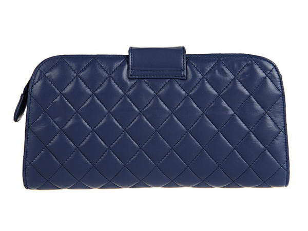 Fake Chanel A20163 Blue Lambskin Leather Cluth Bag On Sale